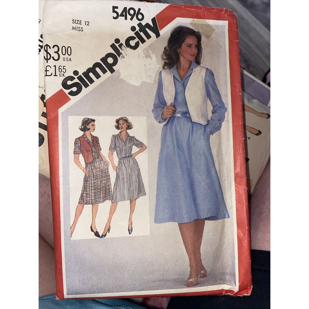 5496 Vintage Simplicity SEWING Pattern Misses Pullover Shirt Dress Vest Cut 12